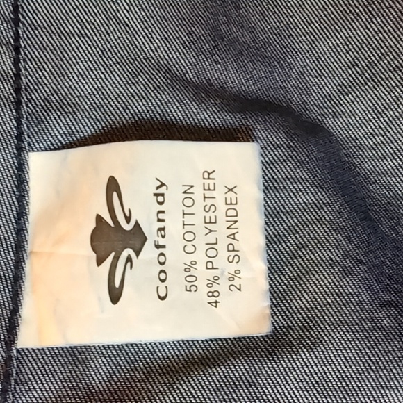 Coofandy Men's Blue Denim/Plaid Long sleeve Button down Shirt, Size L. - Picture 9 of 10